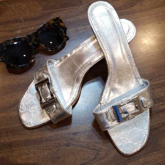 silver gucci mules